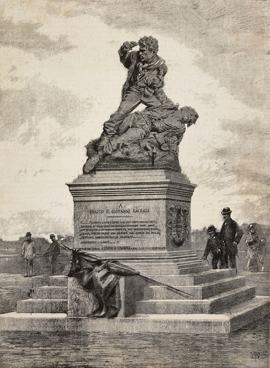 Denkmal für Enrico (1840-1867) und Giovanni Cairoli (1842-1869), italienische Patrioten, Bronzegruppe des Bildhauers Ercole Rosa (1846-1893), auf dem Pincio-Hügel, Rom, Italien von Ercole Rosa
