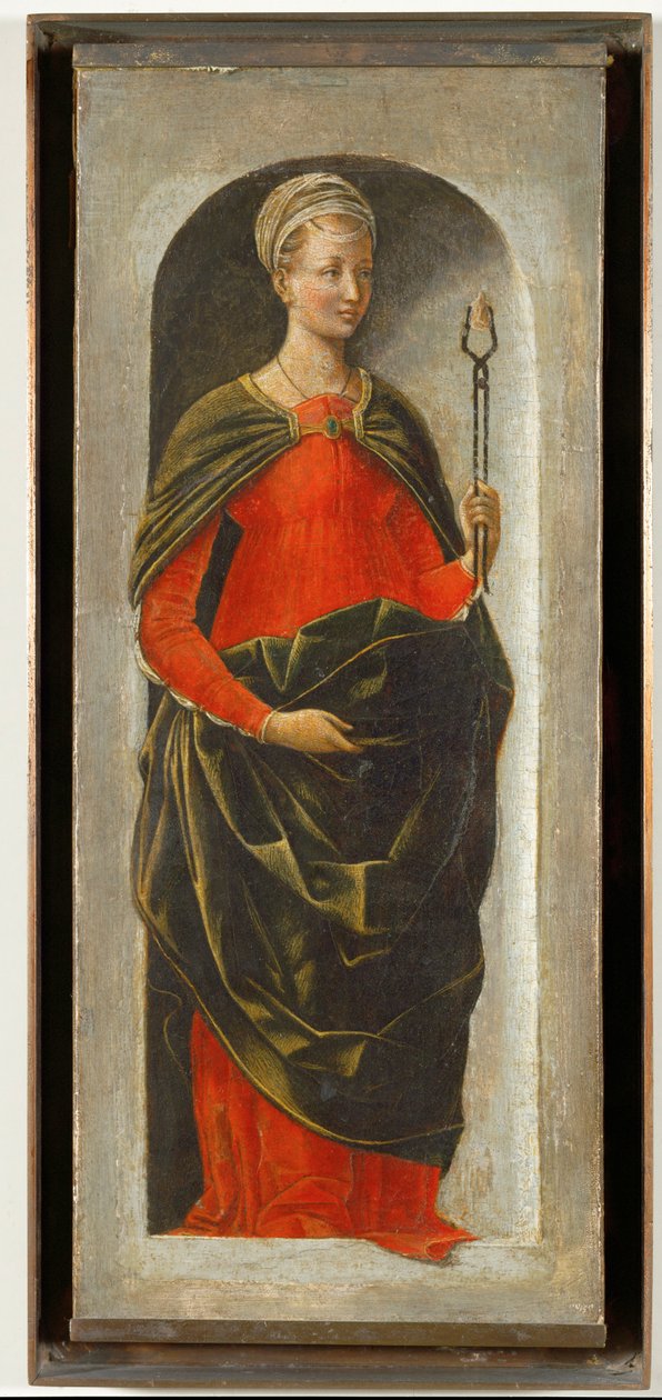 Die heilige Apollonia, rechte Säule des Altars des heiligen Vincent Ferrier, gemalt für Bologna von Francesco Cossa, vollendet von Ercole di Roberti von Ercole de Roberti