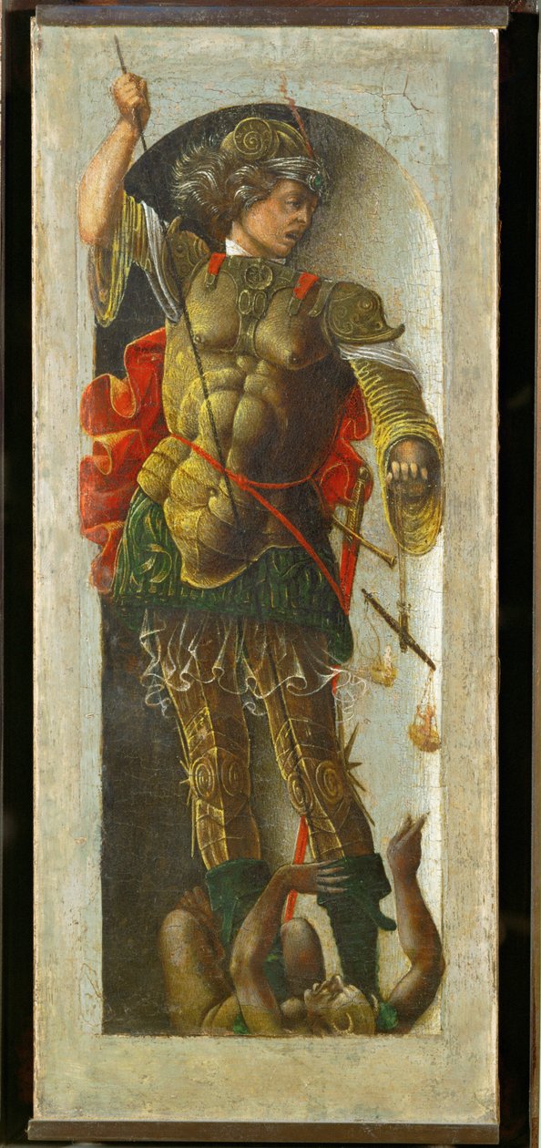 Heiliger Michael, Säule von einem Altar für den Heiligen Vinzenz Ferrier, gemalt für Bologna von Ercole de Roberti