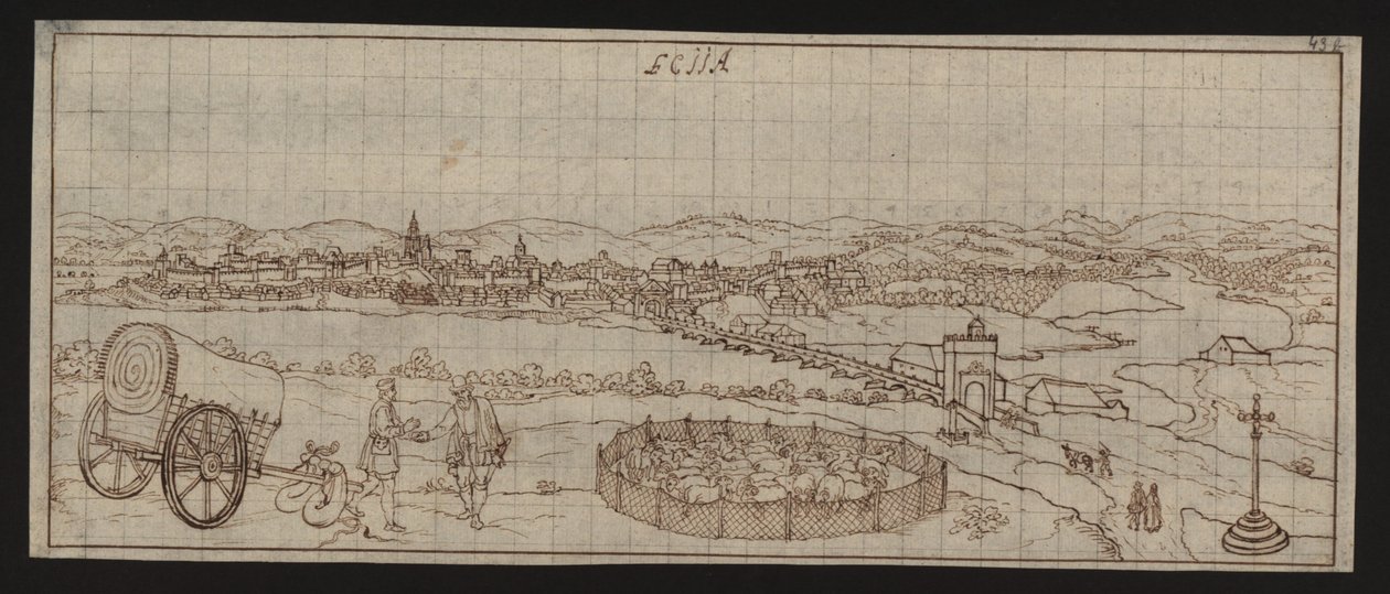 Vollseite: Stadtansicht: Ecija (Federzeichnung) von Erich Lessing