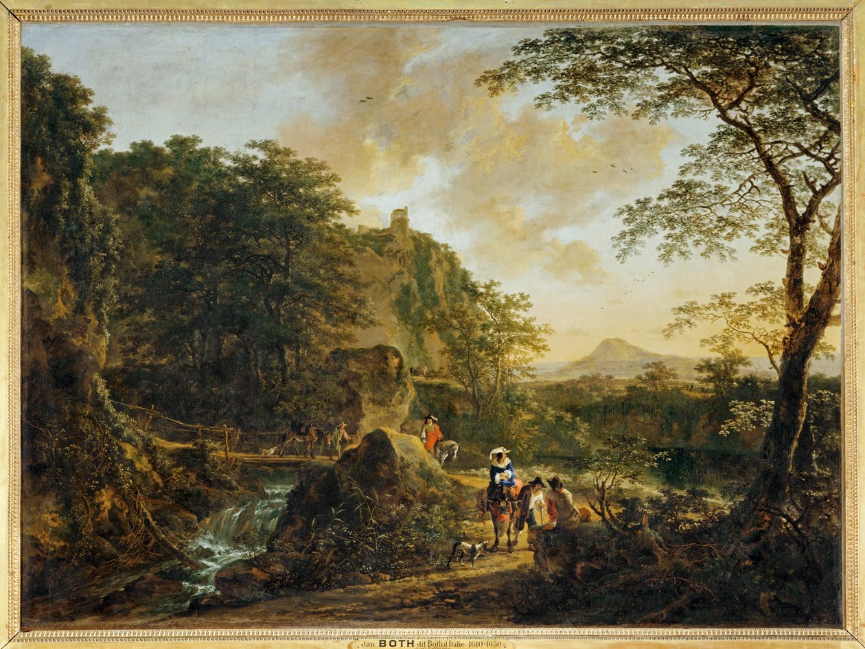 Landschaft mit Reisenden von Erich Lessing