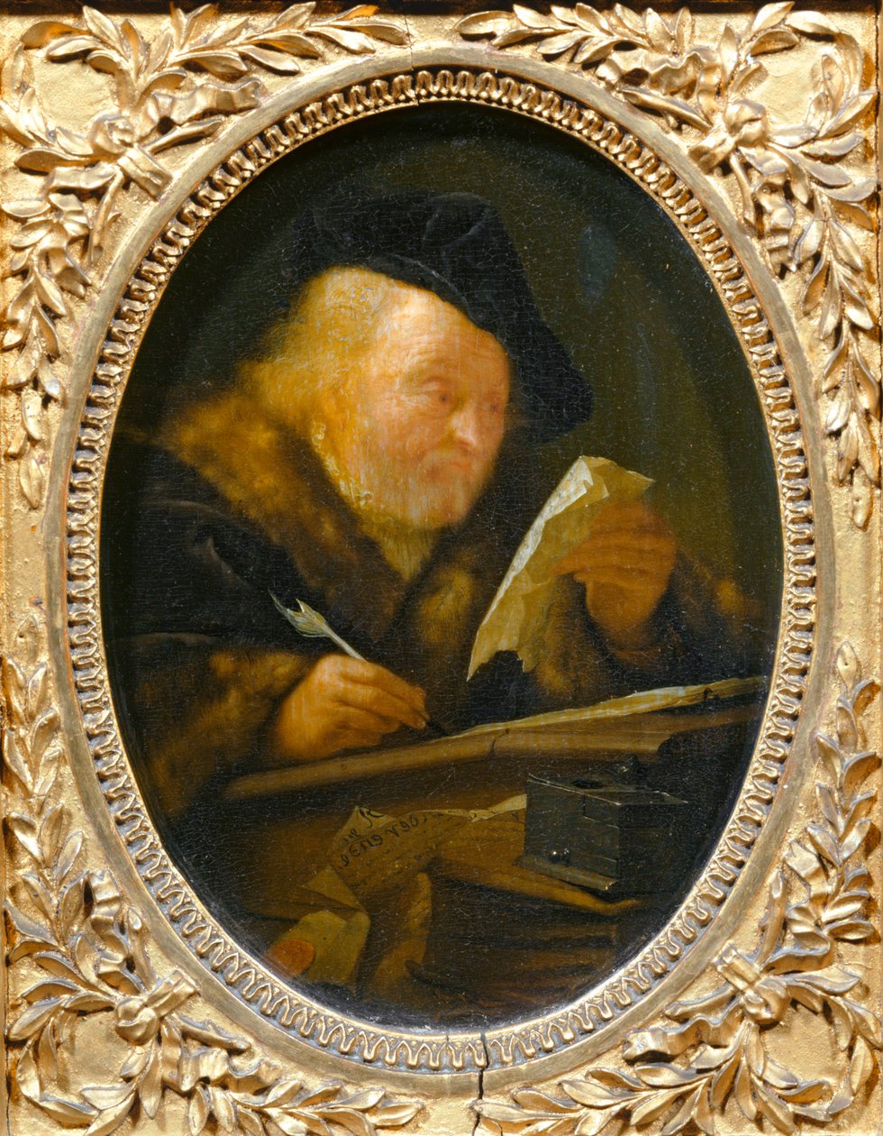 Alter Mann beim Schreiben von Erich Lessing