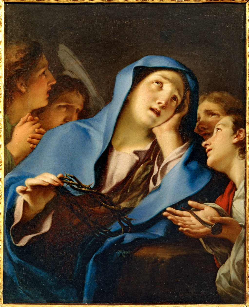 Jungfrau der Schmerzen, umgeben von Engeln von Erich Lessing