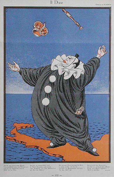 Karikatur von Benito Mussolini (1883-1945), aus der Zeitschrift 