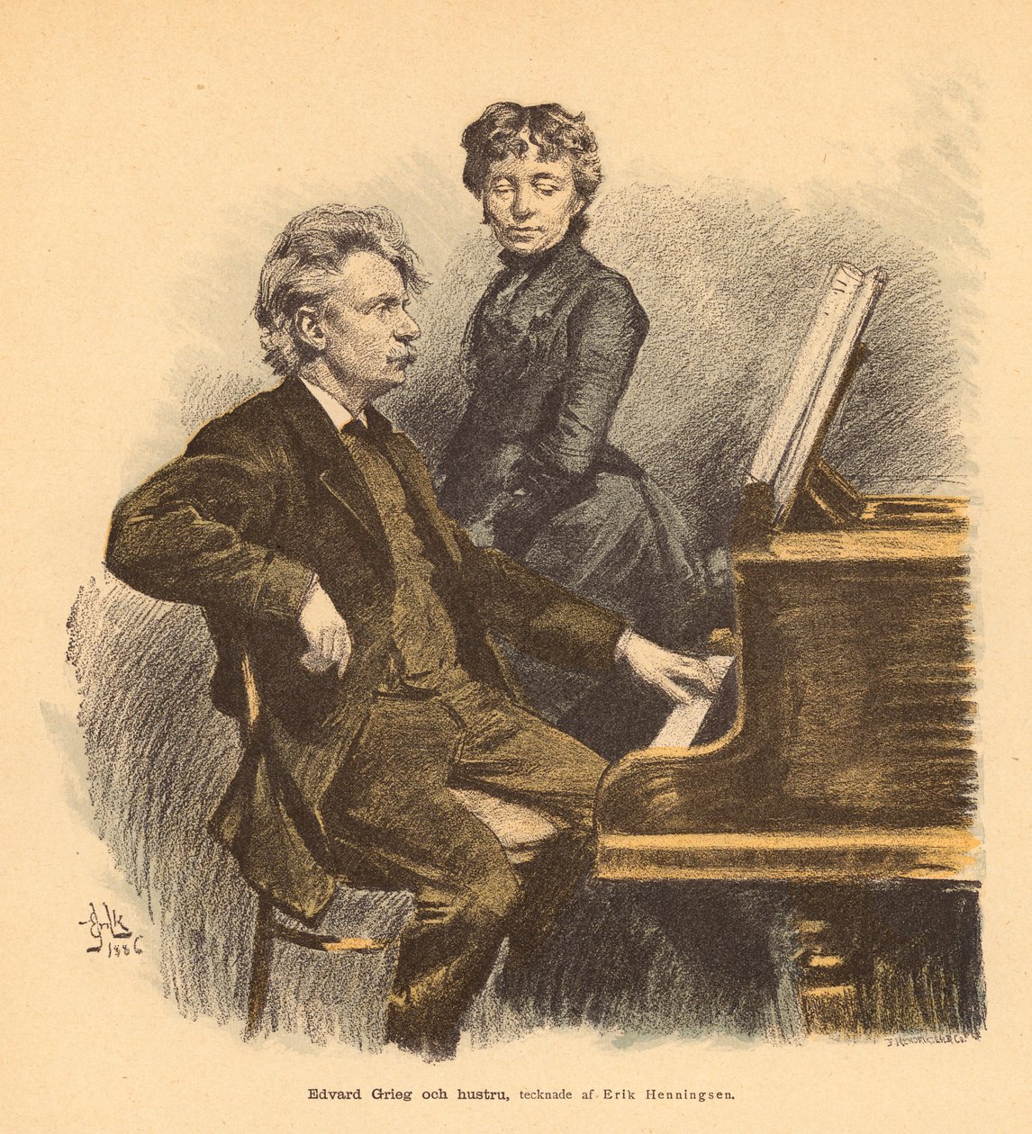 Norwegischer Komponist Edvard Grieg und seine Frau von Erik Henningsen