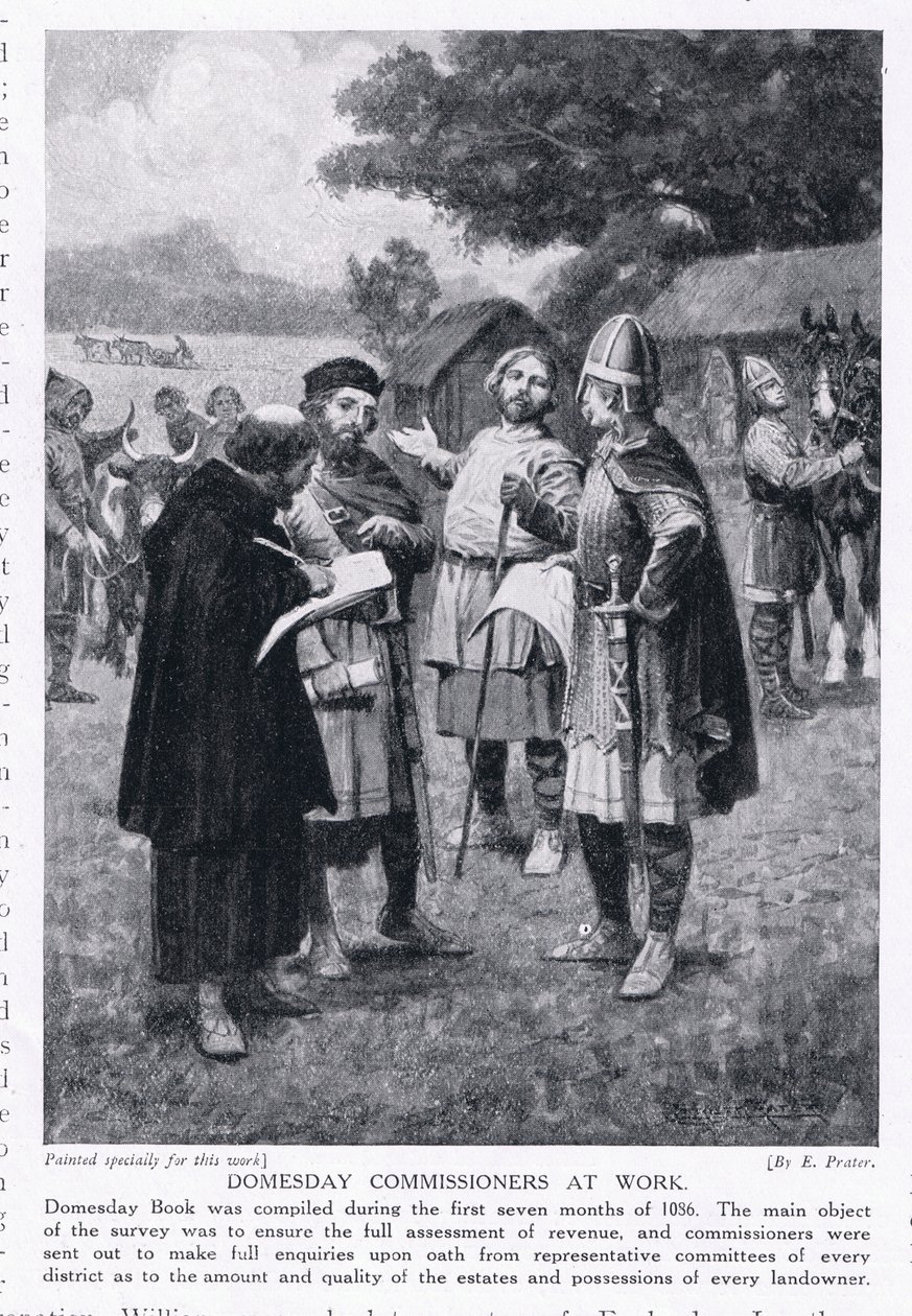 Domesday-Kommissare bei der Arbeit AD1086, 1920er von Ernest Prater