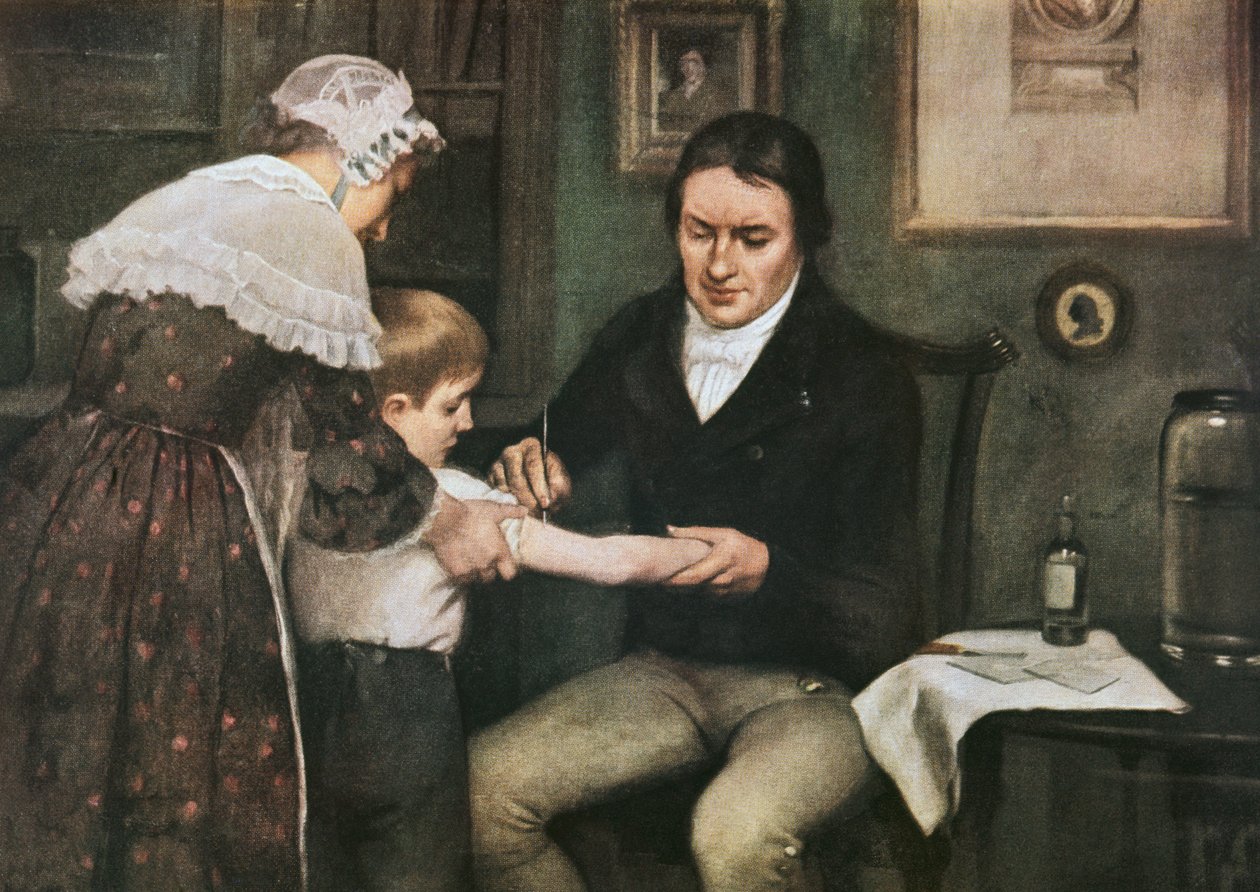 Dr. Edward Jenner (1749-1823) führt seine erste Pockenimpfung an James Phipps, einem achtjährigen Jungen, am 14. Mai durch von Ernest Board