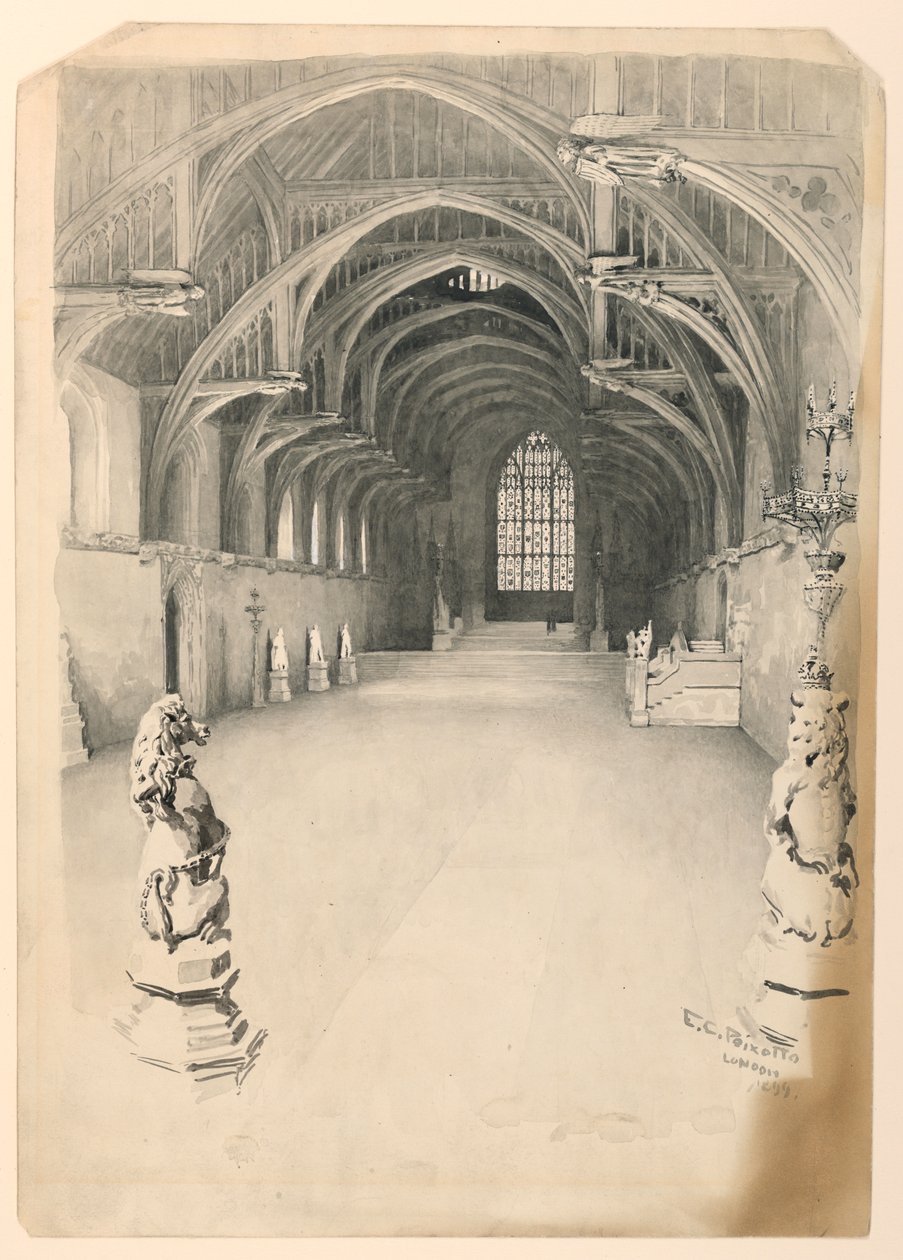 Innenansicht der Westminster Hall von Ernest Clifford Peixotto