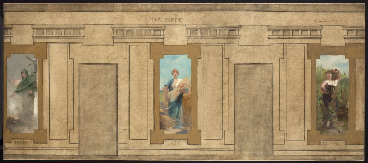 Skizze für das Rathaus von Courbevoie: Die Jahreszeiten. Winter, Sommer, Herbst von Ernest Delahaye