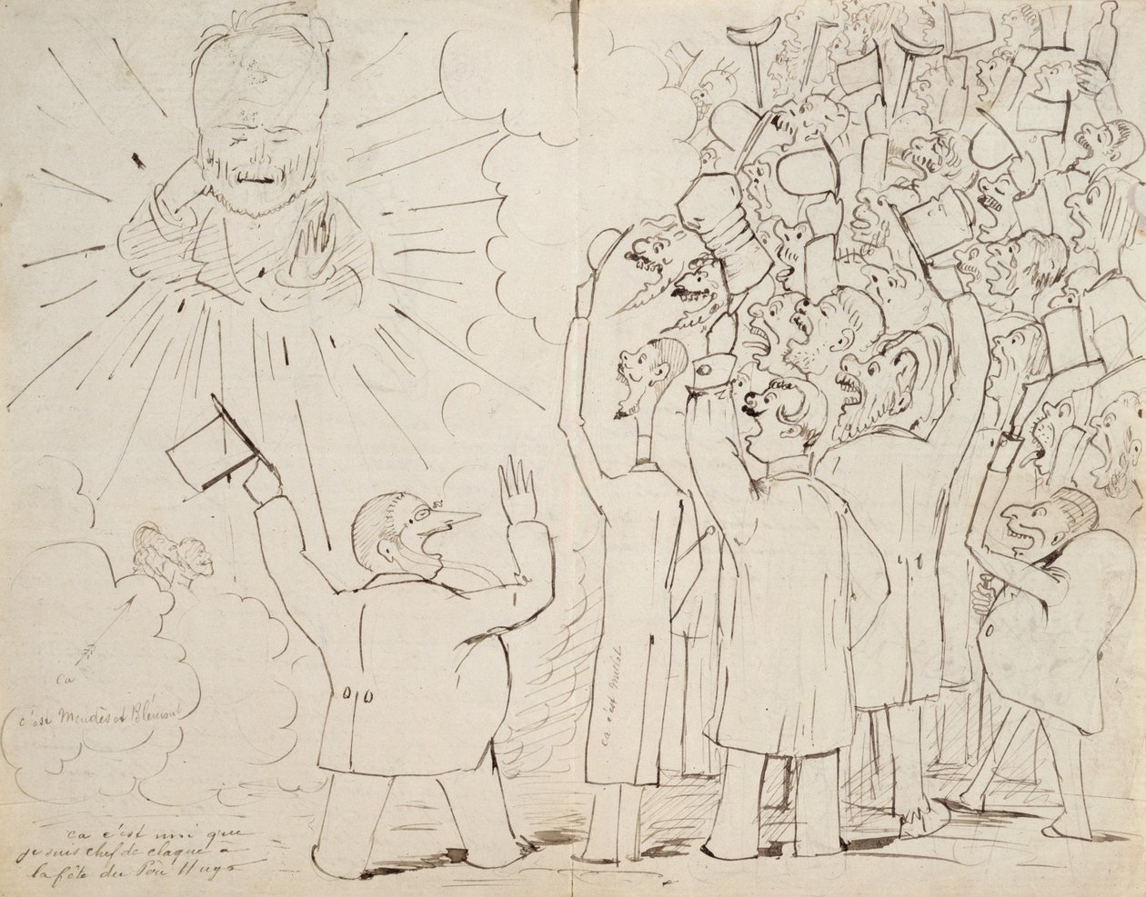 Die Feier für den alten Hugo, Karikatur von Victor Hugo (1802-85) aus einem Brief an Paul Verlaine, ca. 1880 von Ernest Delahaye