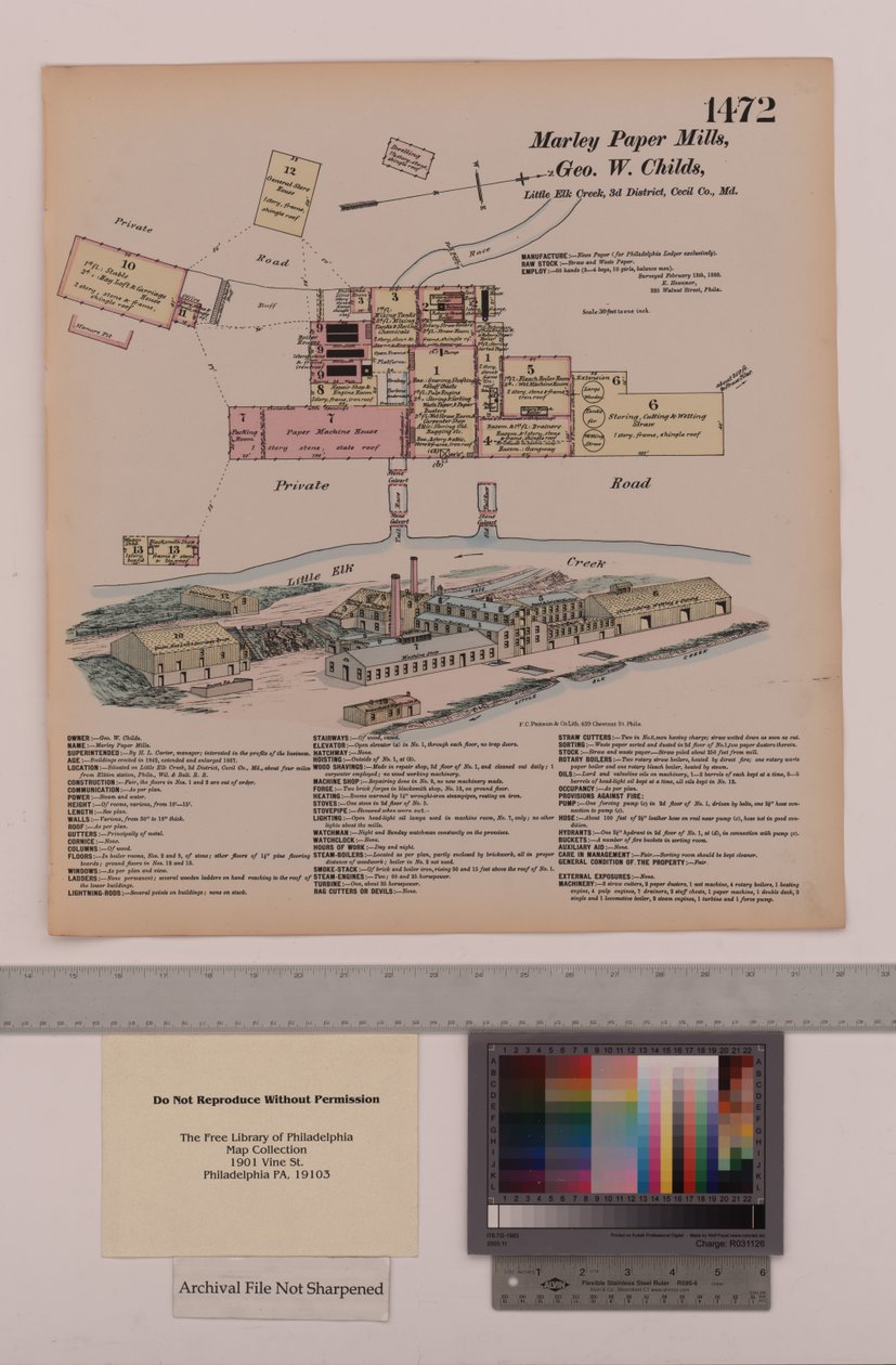 Marley Papiermühlen, Maryland, Hexamer General Surveys, 1880 von Ernest Hexamer