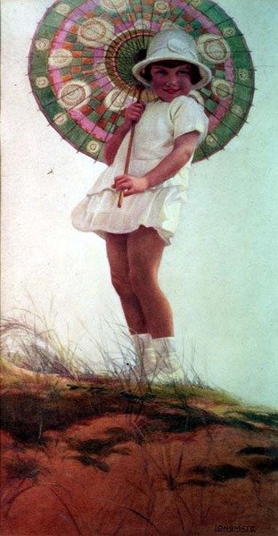 Porträt der Tochter des Künstlers mit einem Sonnenschirm von Ernest Longmate