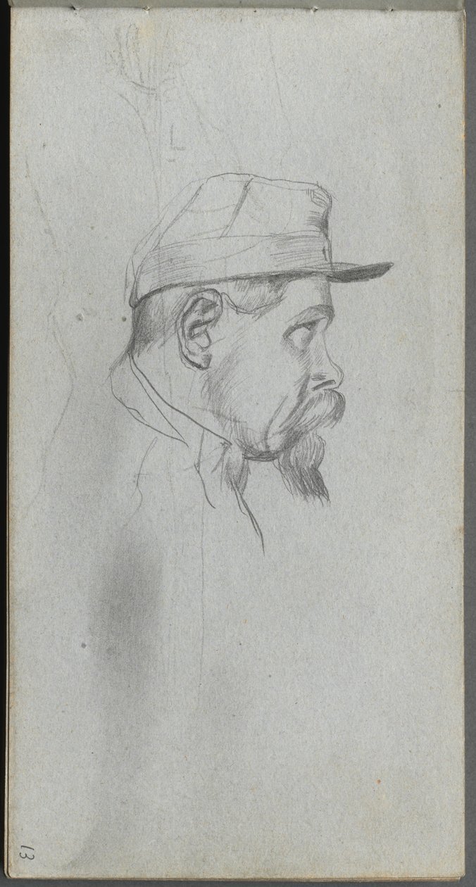 Skizzenbuch, Seite 13: Büste eines Mannes im Profil von Jean Louis Ernest Meissonier