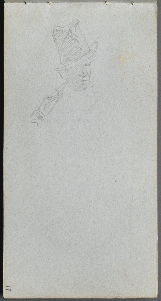 Skizzenbuch, Seite 17: Büste eines Mannes mit Zylinder von Ernest Meissonier