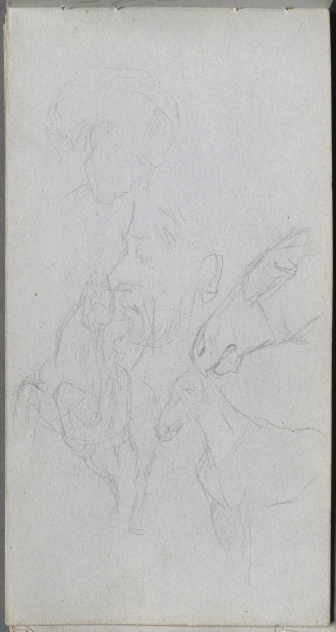 Skizzenbuch, Seite 90: Studie von Pferden, Profile von Jean Louis Ernest Meissonier