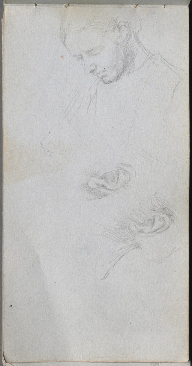 Skizzenbuch, Seite 96: Studie eines Gesichts, Ohren von Ernest Meissonier