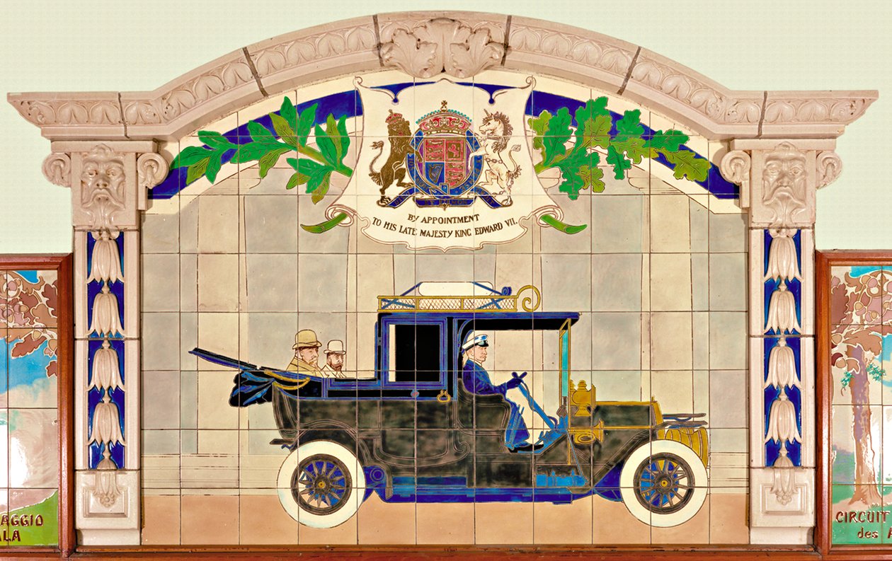 König Edward VII. und der Prinz von Wales in einem Sedanca de Ville Motorwagen von Ernest Montaut