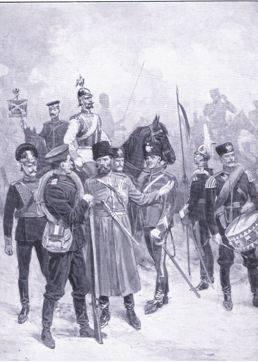 Typen russischer Soldaten, Illustration aus Cassells Geschichte des Russisch-Japanischen Krieges Band 1, ca. 1900 von Ernest Prater