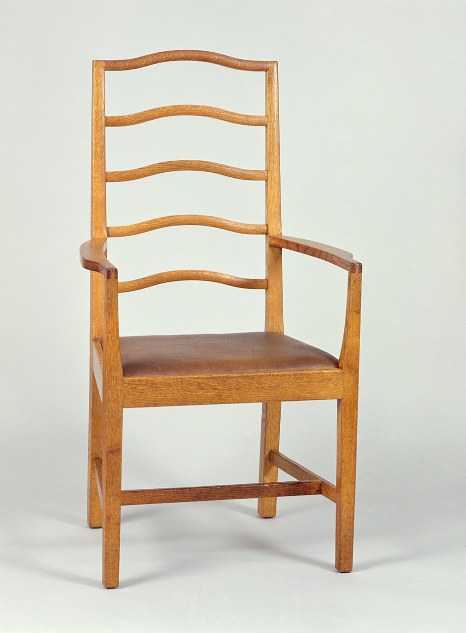 Armstuhl, entworfen 1903, hergestellt in der Werkstatt von Peter Waals, 1923 von Ernest William Gimson
