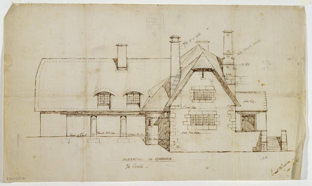 Gartenerhebung des Häuschens, Sapperton, 14. Juni 1902 von Ernest William Gimson