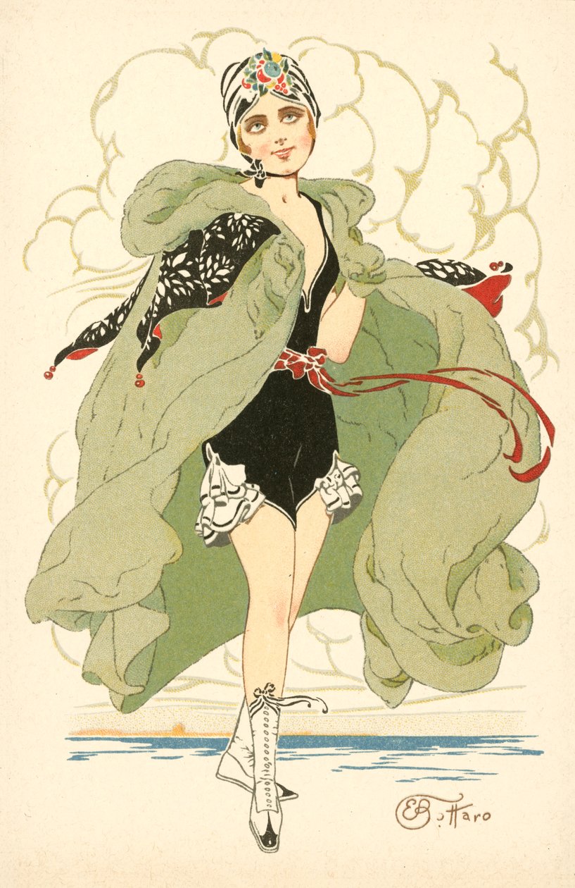 Hübsches Mädchen im fransigen Badeanzug und Umhang von Ernesto Bottaro