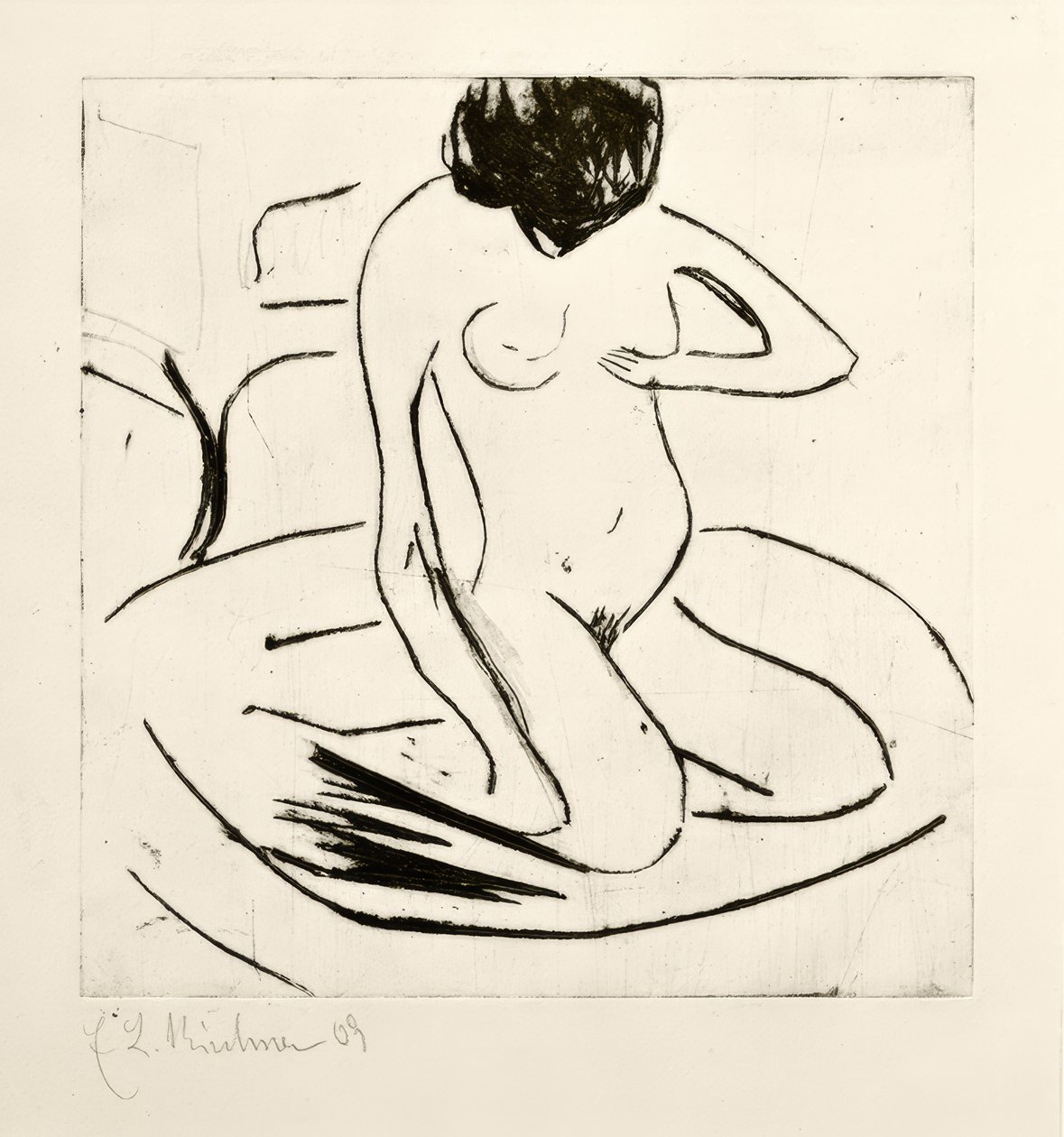 Badende vor eisernem Ofen von Ernst Ludwig Kirchner