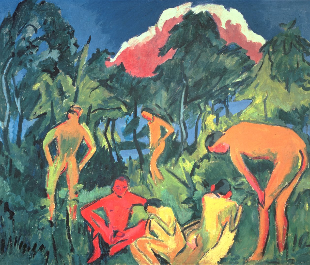 Akt im Sonnenlicht, Moritzburg von Ernst Ludwig Kirchner