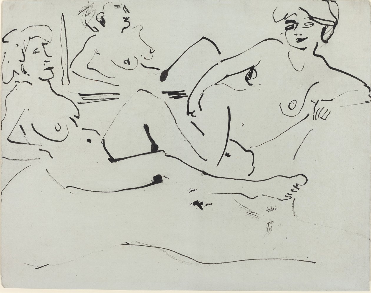 Dodo und eine ältere Frau, die vor einem Spiegel liegen, 1909 von Ernst Ludwig Kirchner