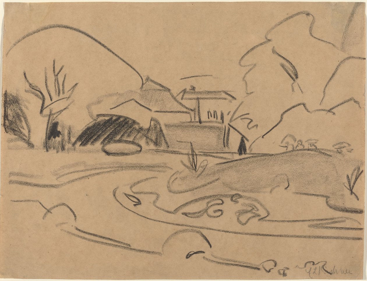 Fußwege und Pavillon im Dresdner Großen Garten, ca. 1909 von Ernst Ludwig Kirchner