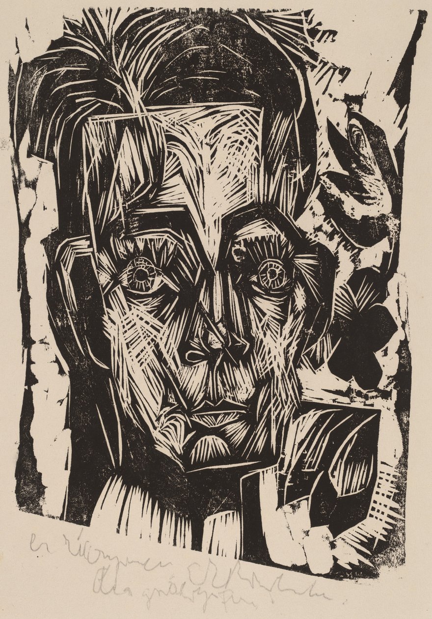 Kopf von Dr. Robert Binswanger der Student, 1917-1918 von Ernst Ludwig Kirchner