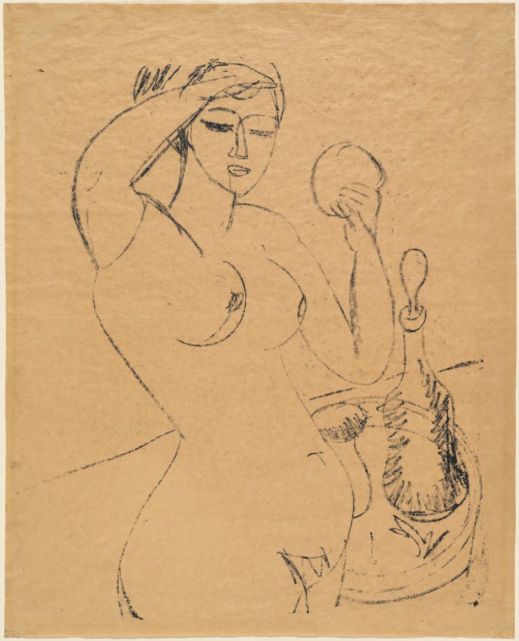 Nacktes Mädchen bei ihrer Toilette, 1912 von Ernst Ludwig Kirchner