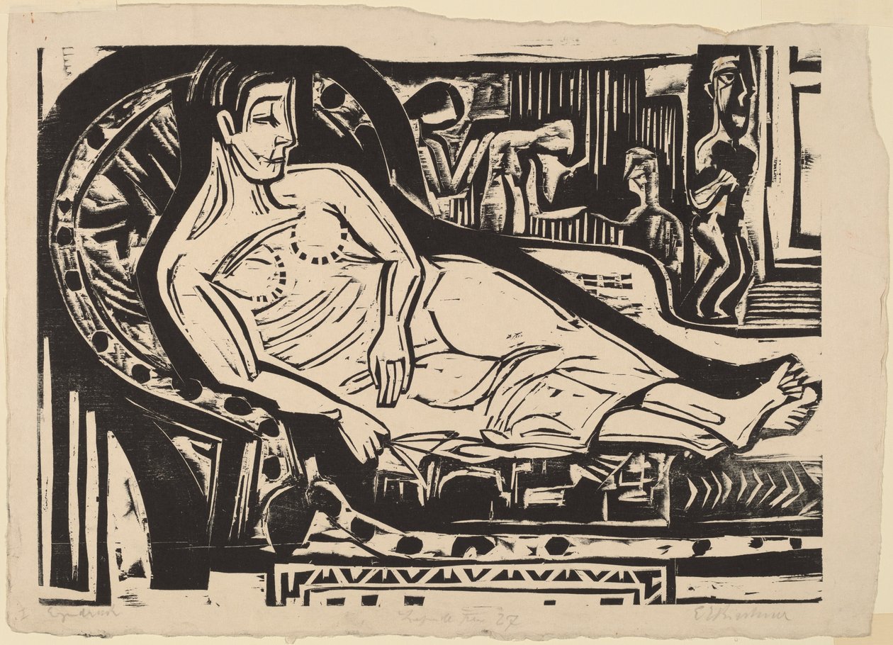 Frau, die auf einem Sofa liegt, 1926 von Ernst Ludwig Kirchner