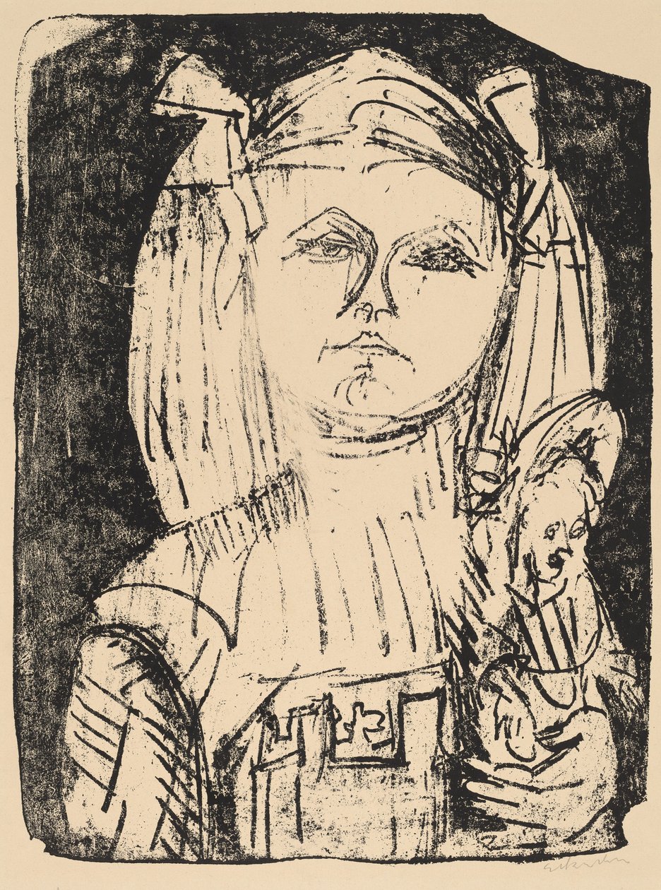 Junges Mädchen mit Puppe, 1916 von Ernst Ludwig Kirchner