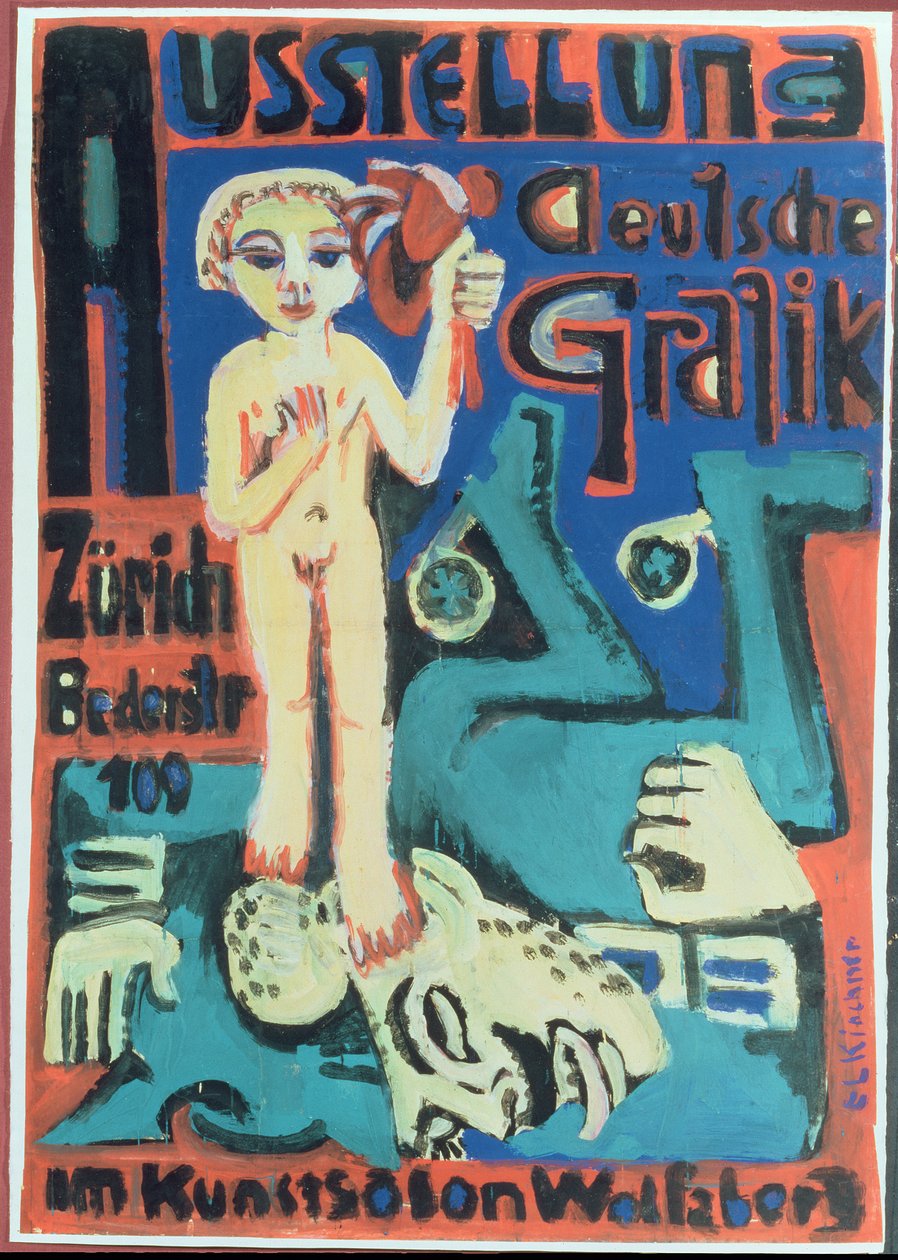 Ausstellung, Deutsche Grafik im Kunstsalon Wolfsberg, ca. 1921 von Ernst Ludwig Kirchner