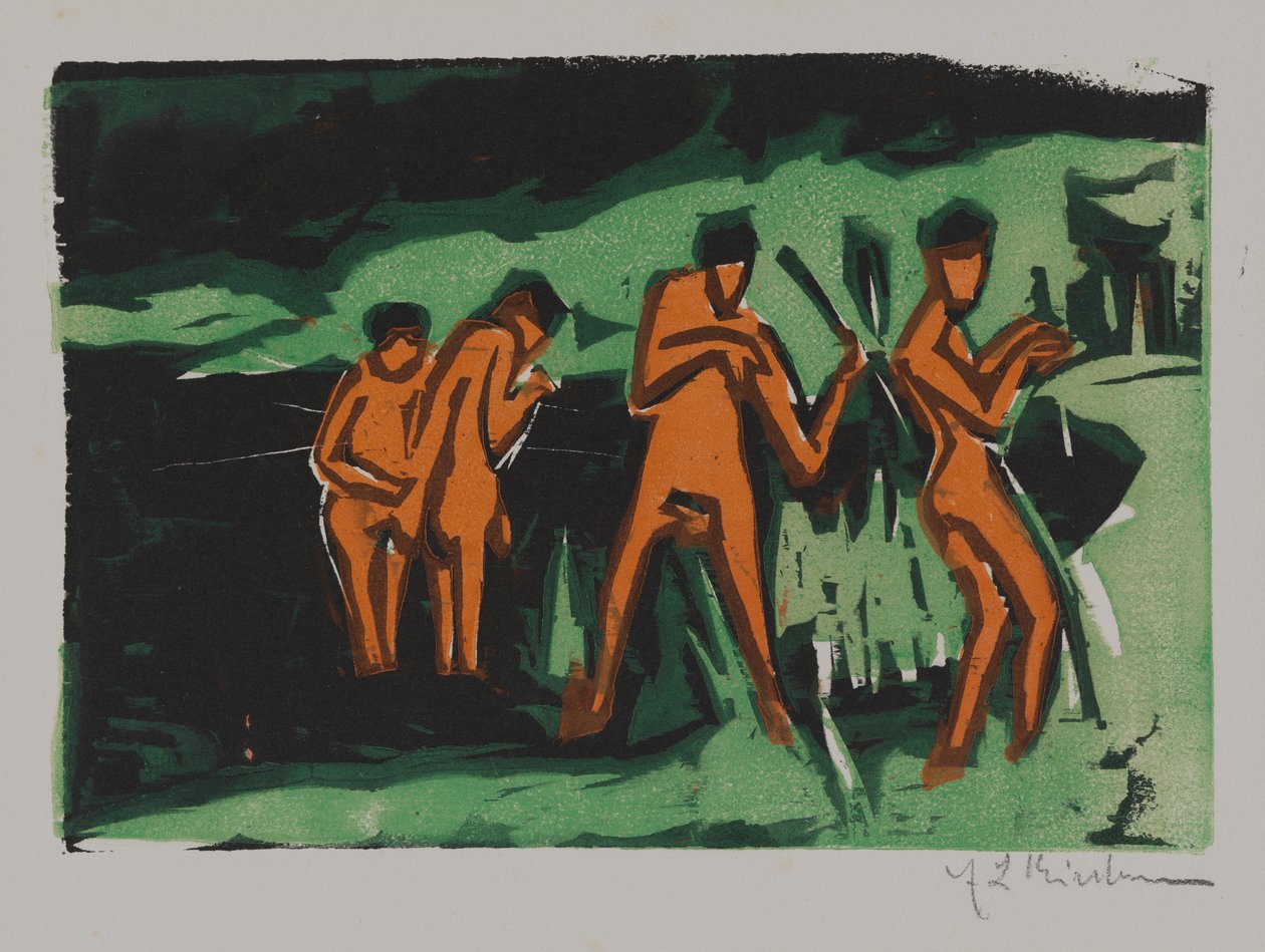 Badende werfen Schilf von Ernst Ludwig Kirchner