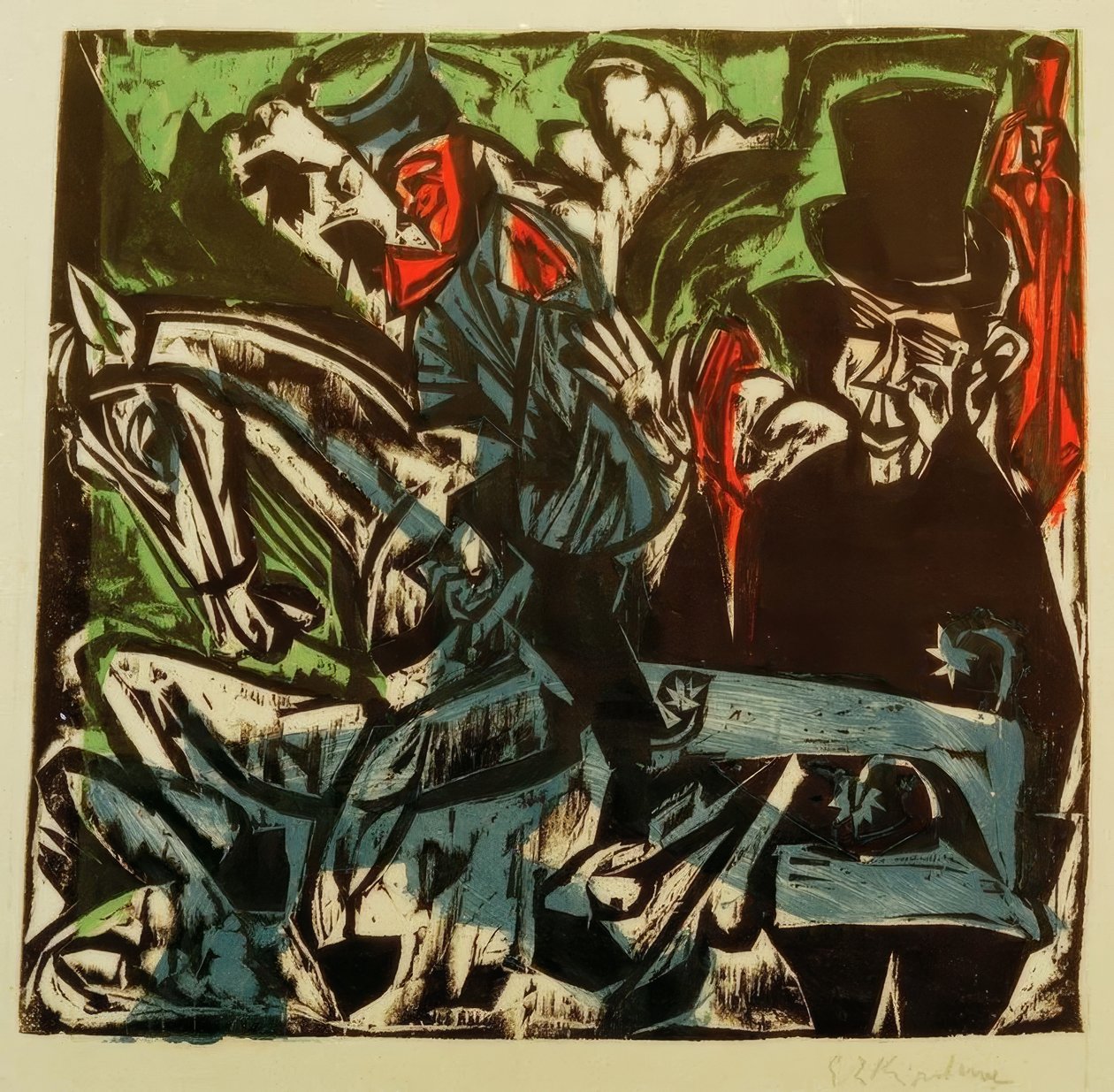 Begegnung Schlemihls mit dem grauen Männlein auf der Straße von Ernst Ludwig Kirchner