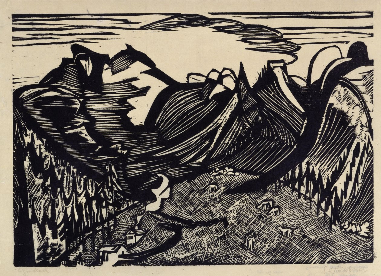 Berglandschaft mit Alp von Ernst Ludwig Kirchner
