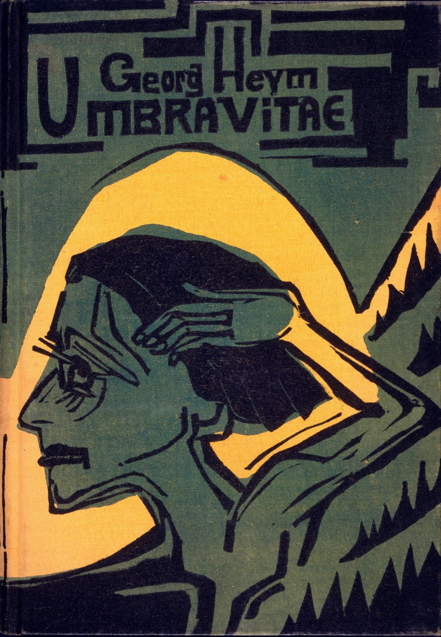 Titelblatt von Umbra Vitae von Georg Heym, veröffentlicht 1924 von Ernst Ludwig Kirchner
