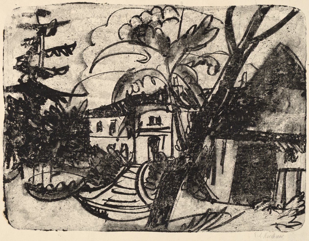 Dänischer Bauernhof mit Herrenhaus von Ernst Ludwig Kirchner