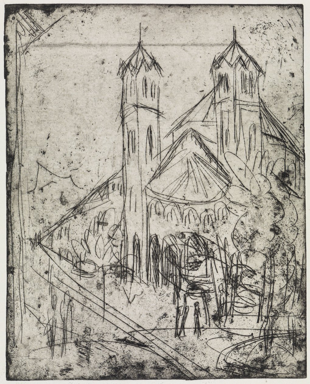 Ecke am Wintergarten/Kirche St. Gereon in Köln I von Ernst Ludwig Kirchner