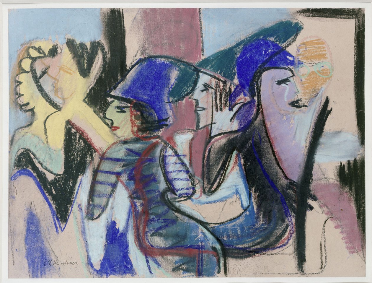 Fünf Personen im Café von Ernst Ludwig Kirchner