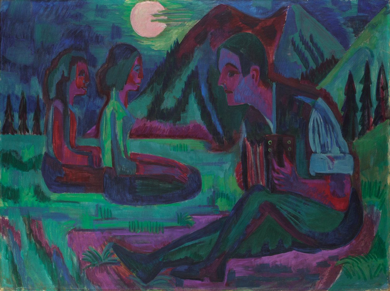 Nachtmond; Akkordeonspieler im Mondlicht von Ernst Ludwig Kirchner