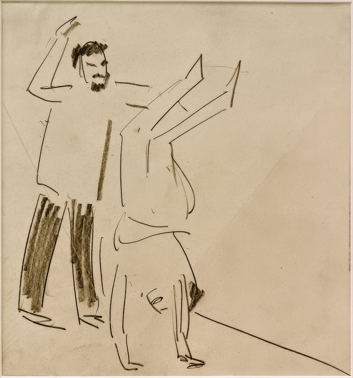 Ohne Titel (Mann mit Mädchen im Handstand) von Ernst Ludwig Kirchner