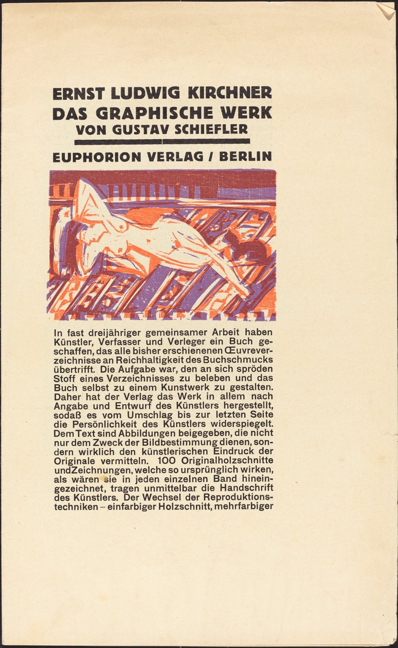 Liegender Akt mit Katze von Ernst Ludwig Kirchner