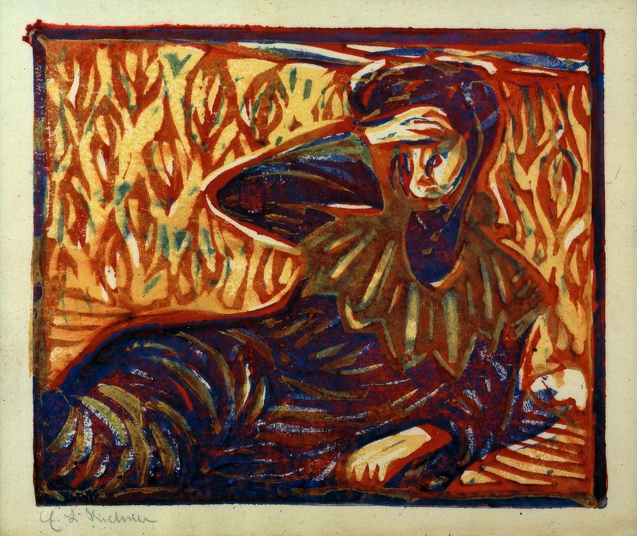 Ruhendes Mädchen mit Kopfschmerzen von Ernst Ludwig Kirchner