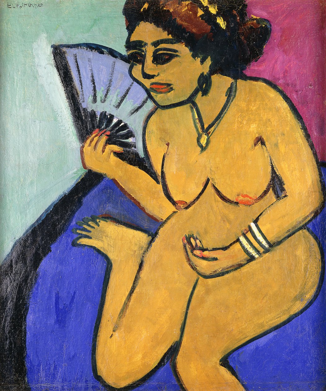 Sitzender Akt mit Fächer, 1910-11 von Ernst Ludwig Kirchner