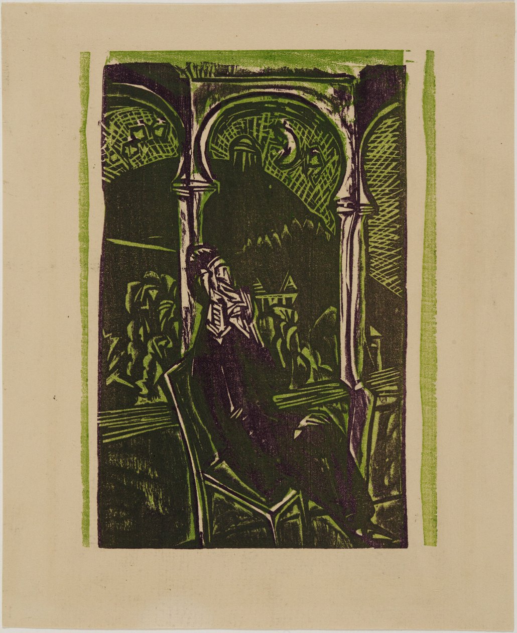 Träumender Mann - Botho Graef auf seinem Balkon sitzend, Jena von Ernst Ludwig Kirchner