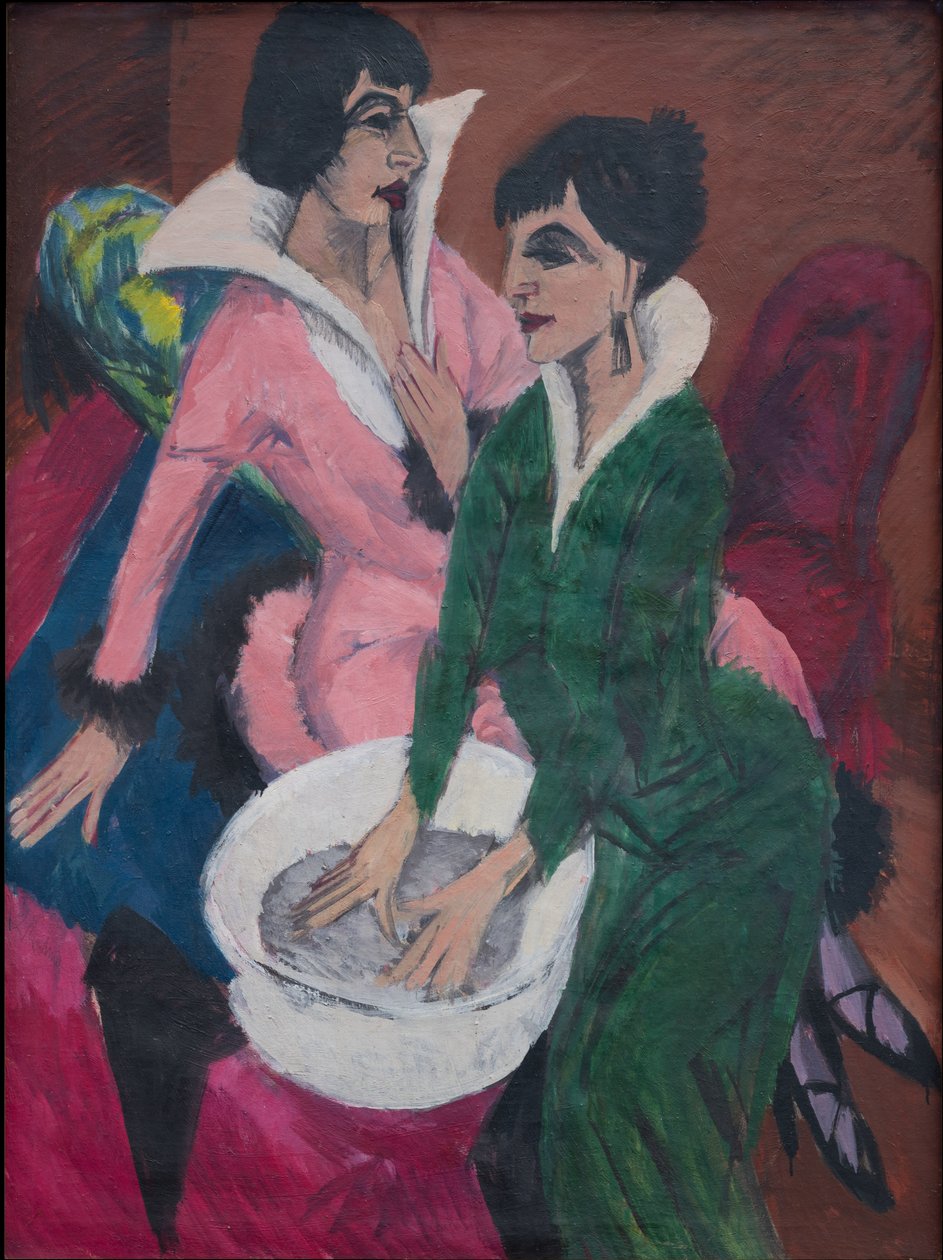 Zwei Frauen an einem Waschbecken; Die Schwestern von Ernst Ludwig Kirchner