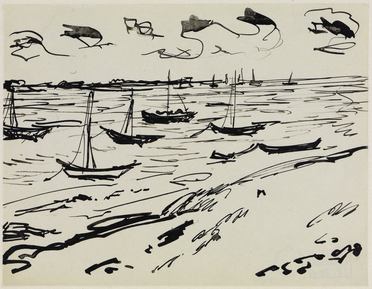 Verankerte Fischerboote (Fehmarn) von Ernst Ludwig Kirchner