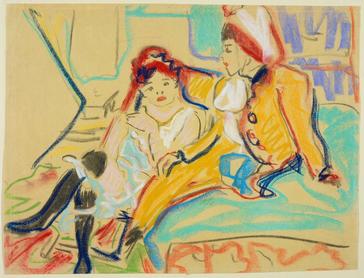 Zwei Mädchen auf einem Divan von Ernst Ludwig Kirchner